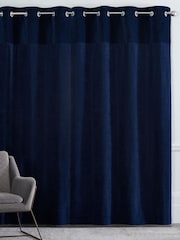 Navy Blue Velvet Quilted Hamilton Blackout/Thermal Eyelet Curtains - Image 3 of 6