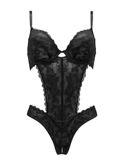 Pour Moi Black For Your Eyes Only Underwire Crotchless Bodies - Image 3 of 4