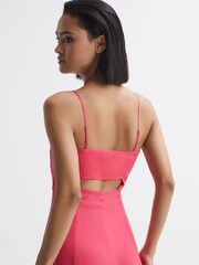 Reiss Coral Bonnie Plain Square Neck Fitted Midi Dress - Image 3 of 5