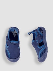 JoJo Maman Bébé Navy Blue Floral Print Beach & Swim Sandals - Image 3 of 4