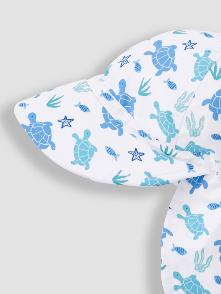 JoJo Maman Bébé Blue Turtle UPF 50 Sun Protection Hat - Image 2 of 3