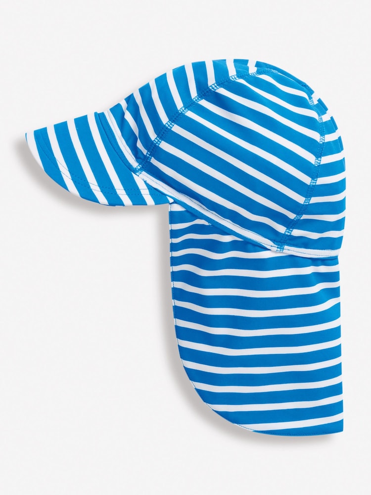 JoJo Maman Bébé Cobalt Stripe Kids' Stripe Flap Sun Protection Hat - Image 2 of 2