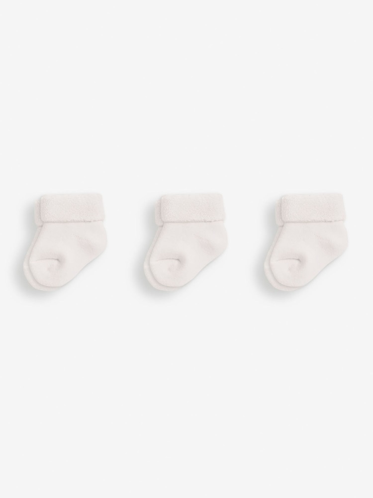 JoJo Maman Bébé White 3-Pack Baby Socks - Image 1 of 1