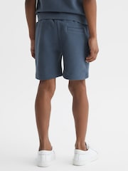 Reiss Airforce Blue Robin Senior Slim Fit Textured Drawstring Shorts - Image 5 of 6