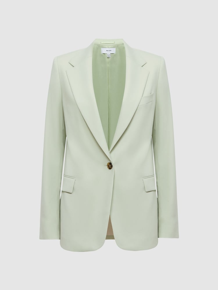 Reiss Green Naomi Single Breasted Wool Blend Blazer - Image 2 of 5