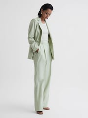 Reiss Green Naomi Single Breasted Wool Blend Blazer - Image 3 of 5