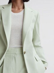 Reiss Green Naomi Single Breasted Wool Blend Blazer - Image 4 of 5