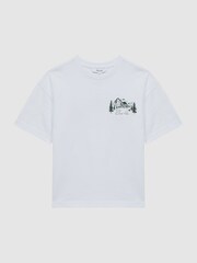 Reiss Ecru Ivan Senior Cotton Crew Neck Motif T-Shirt - Image 6 of 6