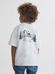Reiss Ecru Ivan Junior Cotton Crew Neck Motif T-Shirt - Image 1 of 6