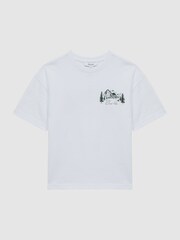 Reiss Ecru Ivan Junior Cotton Crew Neck Motif T-Shirt - Image 2 of 6