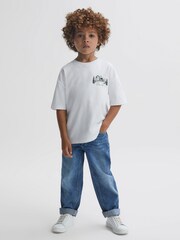 Reiss Ecru Ivan Junior Cotton Crew Neck Motif T-Shirt - Image 5 of 6