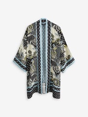 Black/White Floral Longline Kimono Cover-Up - Image 3 of 4