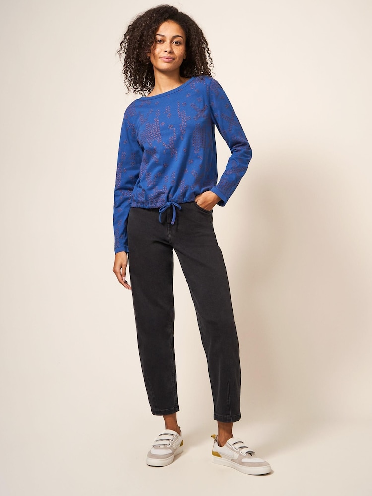 White Stuff Blue Tippie Tie Hem Blouse - Image 3 of 8