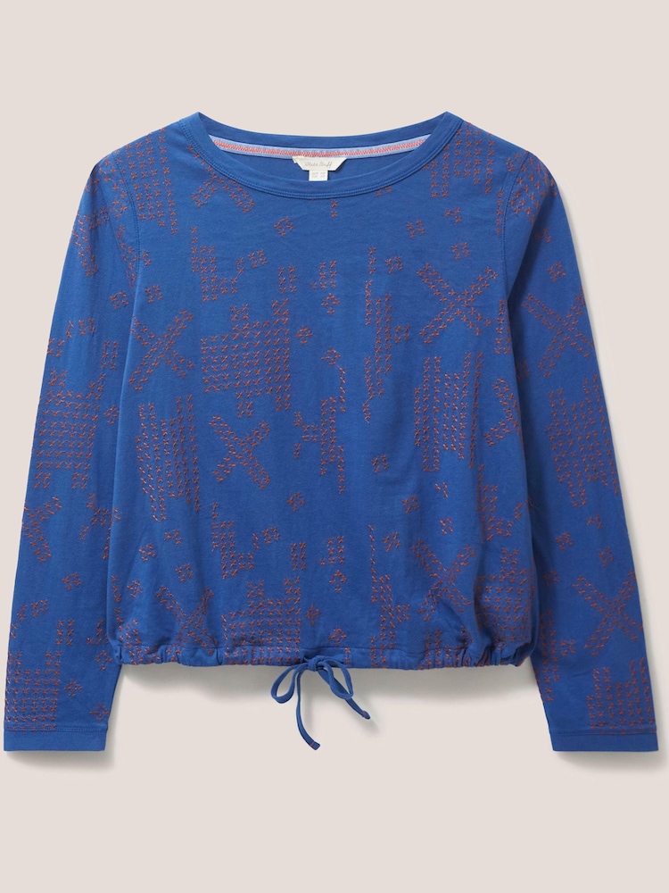 White Stuff Blue Tippie Tie Hem Blouse - Image 6 of 8