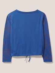 White Stuff Blue Tippie Tie Hem Blouse - Image 7 of 8