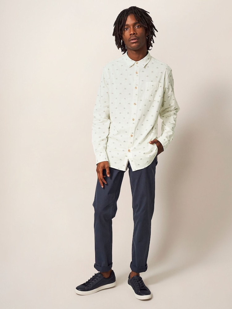 White Stuff Natural Newton Bike Printed Shirt - Image 2 of 6 White Stuff Natural Newton Bike Printed Shirt - Image 2 of 6