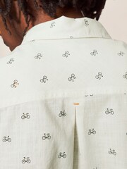 White Stuff Natural Newton Bike Printed Shirt - Image 4 of 6