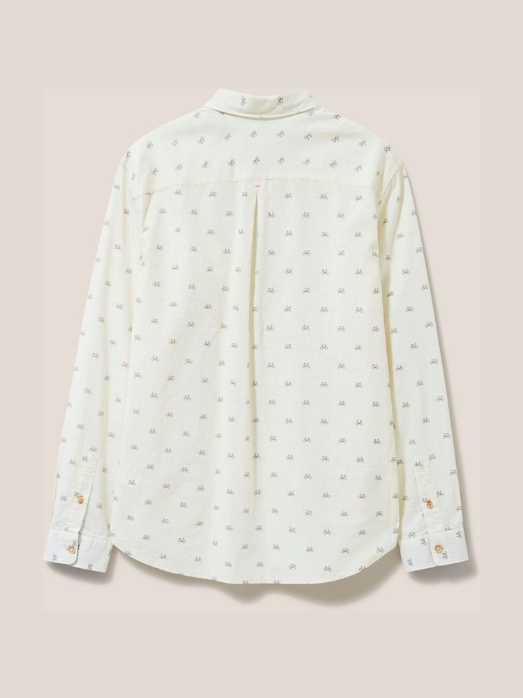 White Stuff Natural Newton Bike Printed Shirt - Image 6 of 6 White Stuff Natural Newton Bike Printed Shirt - Image 6 of 6