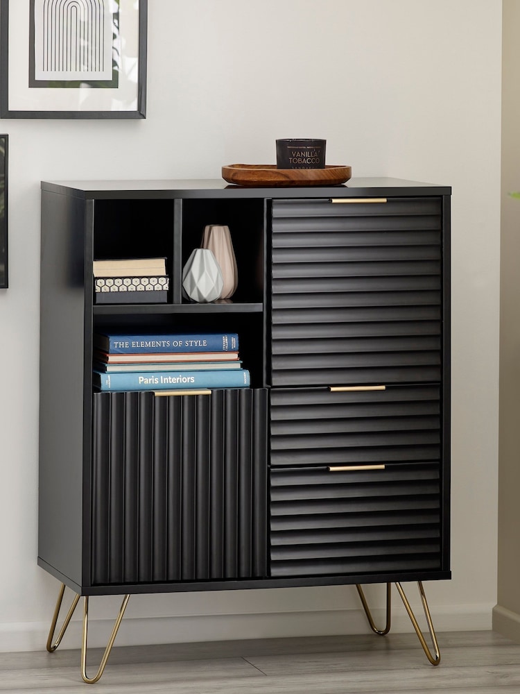 Julian Bowen Black Murano 2 Door 2 Drawer Sideboard - Image 1 of 4