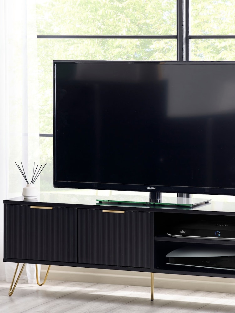 Julian Bowen Black Murano 2 Door TV Unit - Image 1 of 4