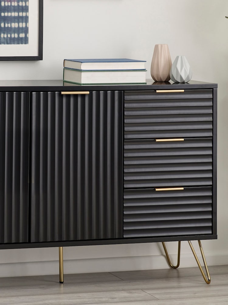 Julian Bowen Black Murano Large 3 Door Sideboard - Image 1 of 4