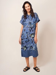White Stuff Blue Reno Linen Shirt Dress - Image 1 of 6