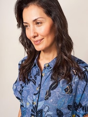 White Stuff Blue Reno Linen Shirt Dress - Image 4 of 6
