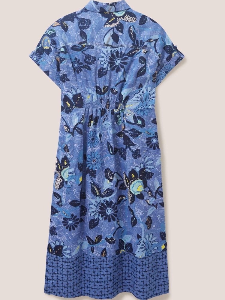 White Stuff Blue Reno Linen Shirt Dress - Image 6 of 6