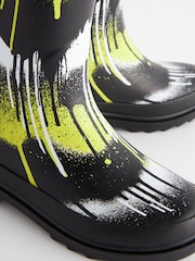 Black/Fluro Splat Rubber Wellies - Image 4 of 5
