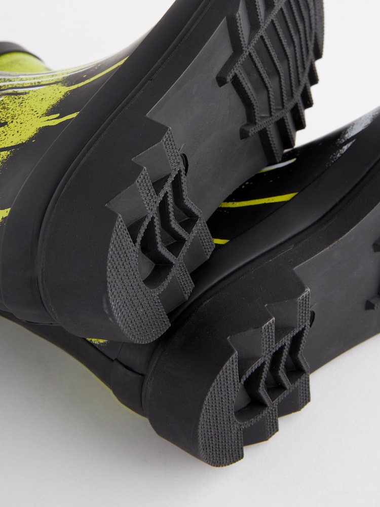 Black/Fluro Splat Rubber Wellies - Image 5 of 5