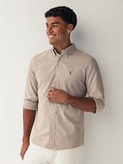 Natural 100% Cotton Stripe Long Sleeve Oxford Shirt - Image 1 of 8