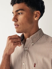 Natural 100% Cotton Stripe Long Sleeve Oxford Shirt - Image 4 of 8