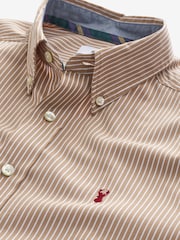Natural 100% Cotton Stripe Long Sleeve Oxford Shirt - Image 7 of 8