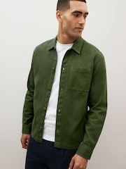 Khaki Green Twill Shacket - Image 1 of 7