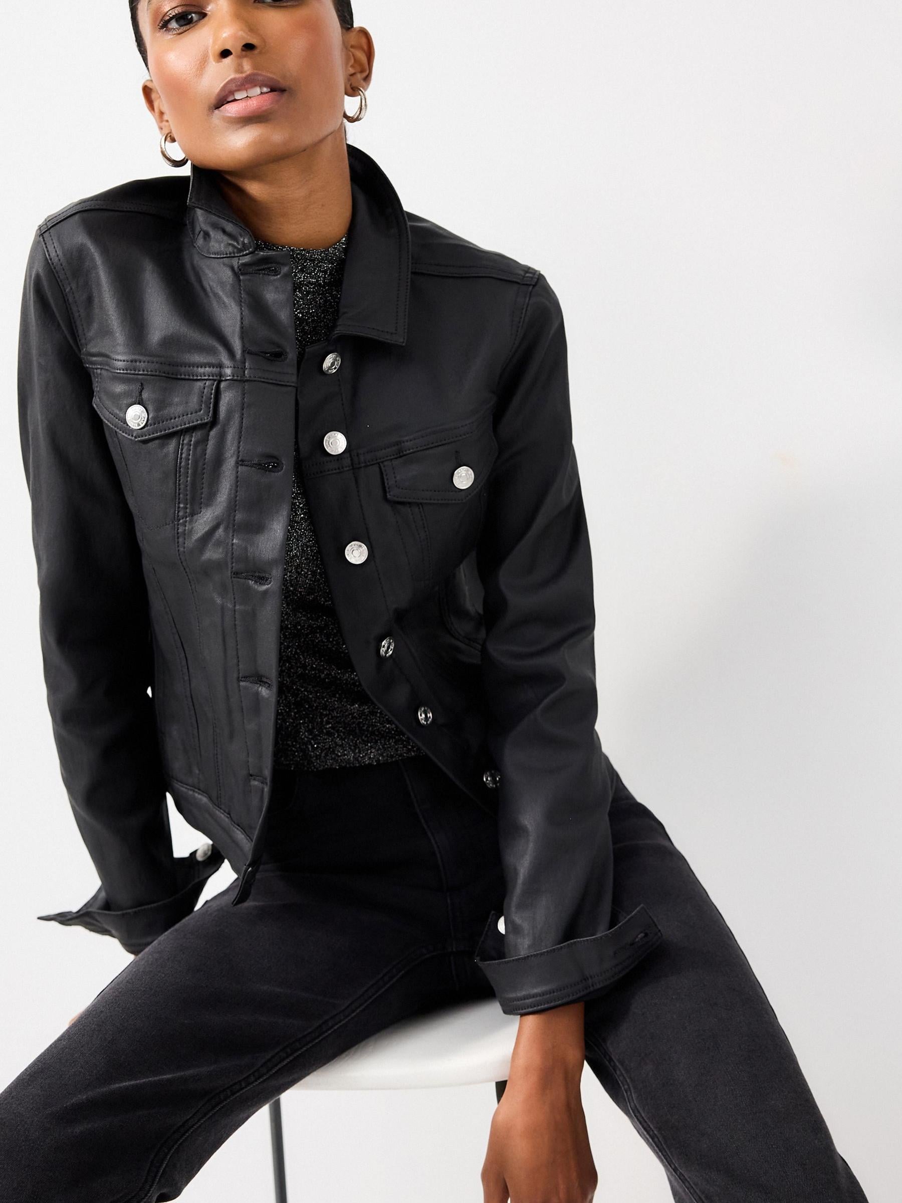 Buy Black Coated Denim Jacket from Next Luxembourg