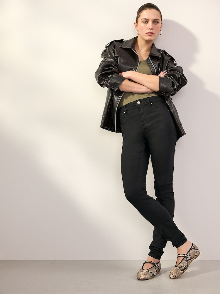Black Power Stretch Denim Leggings - Image 1 of 6