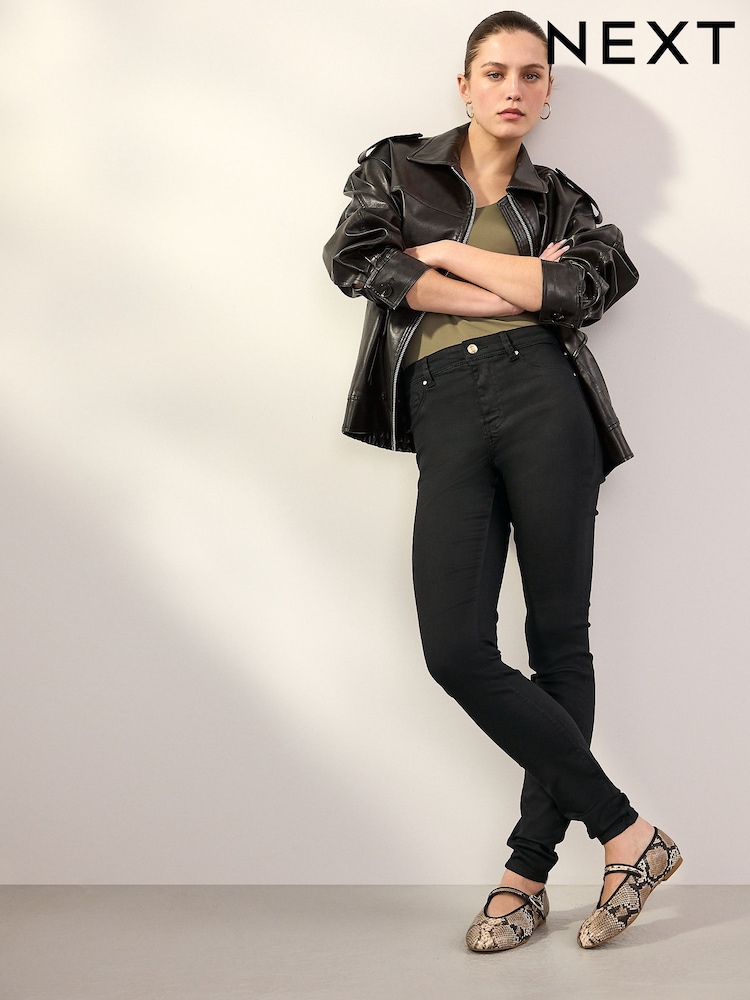 Negru - Colanți din denim cu power stretch - Imaginea 7 din 7