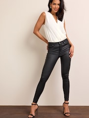 Black Coated Skinny Jeans - Image 1 of 7