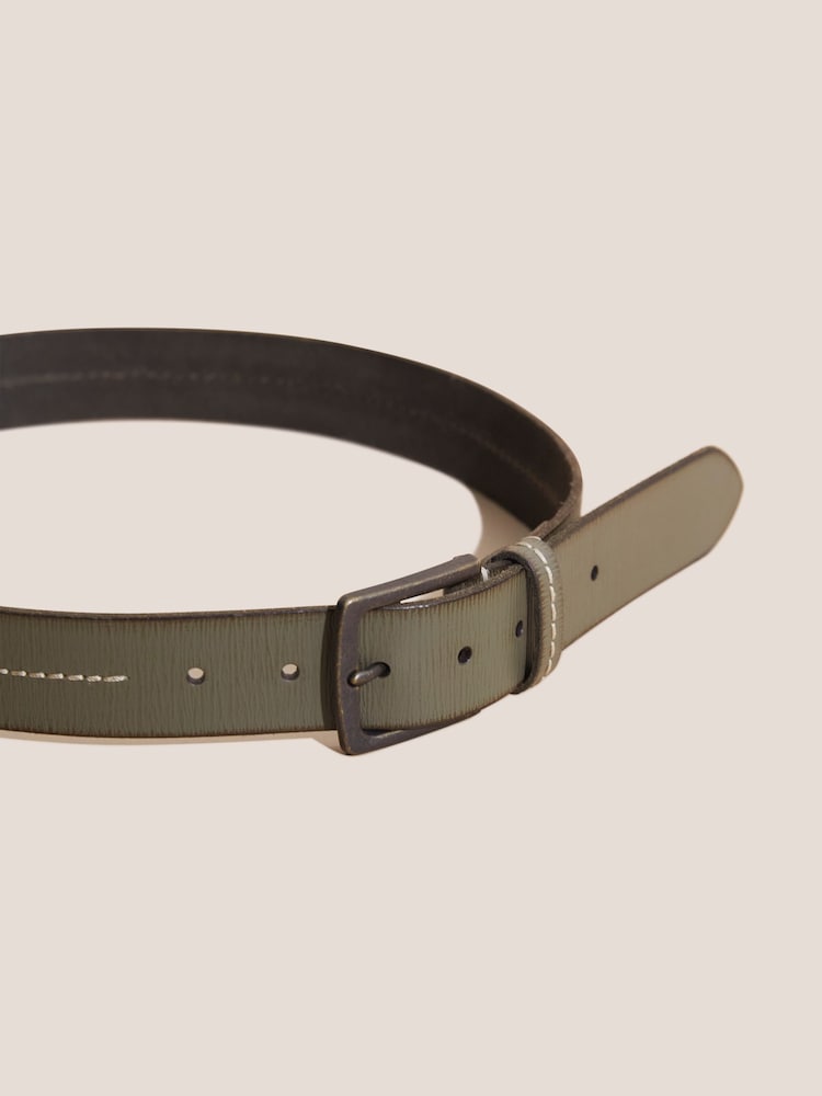White Stuff Green Leather Stitch Belt - Image 2 of 2