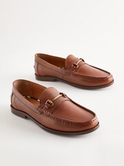 Tan Brown Leather Snaffle Loafers - Image 2 of 7
