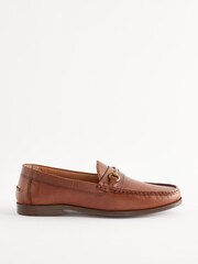 Tan Brown Leather Snaffle Loafers - Image 3 of 7