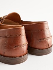 Tan Brown Leather Snaffle Loafers - Image 4 of 7