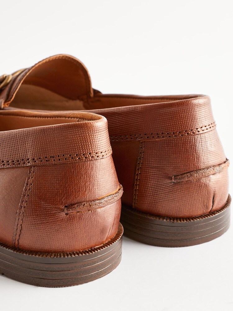 Tan Brown Leather Snaffle Loafers - Image 4 of 7