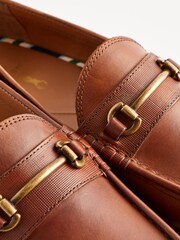 Tan Brown Leather Snaffle Loafers - Image 5 of 7