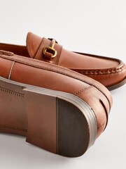 Tan Brown Leather Snaffle Loafers - Image 6 of 7