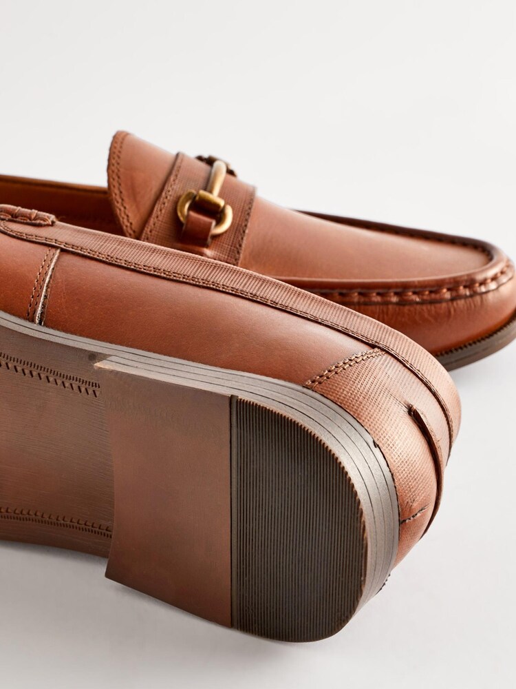 Tan Brown Leather Snaffle Loafers - Image 6 of 7