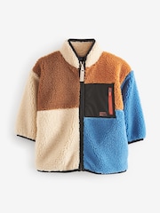Multi Colourblock Teddy Borg Fleece Zip Through Jacket (3mths-7yrs) - Image 1 of 4