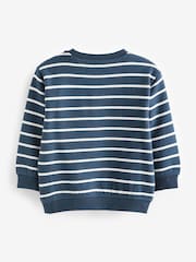 Navy Blue Stripe Christmas Appliqué Crew Neck Sweatshirt (3mths-7yrs) - Image 6 of 7