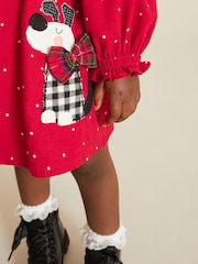 Red Spot Appliqué Dog Lace Collar Dress (3mths-8yrs) - Image 4 of 7