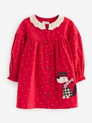 Red Spot Appliqué Dog Lace Collar Dress (3mths-8yrs) - Image 5 of 7